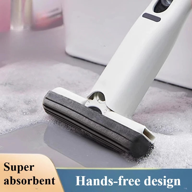 Mini Handheld Folding Mop with Self-Squeezing Sponge for Home Cleaning