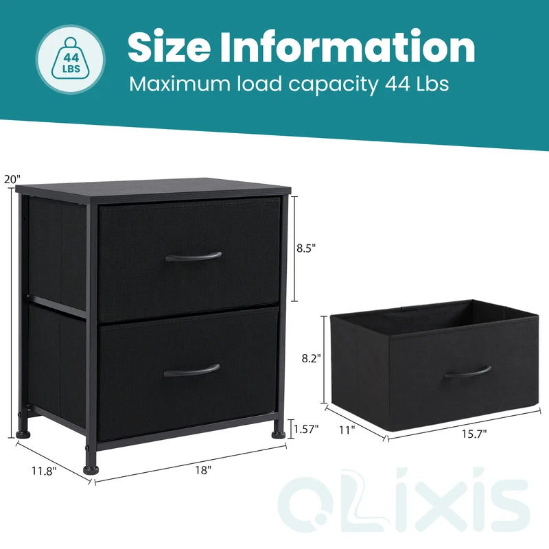 Set of 2 Fabric Drawers for Living Room Storage Closet Chest