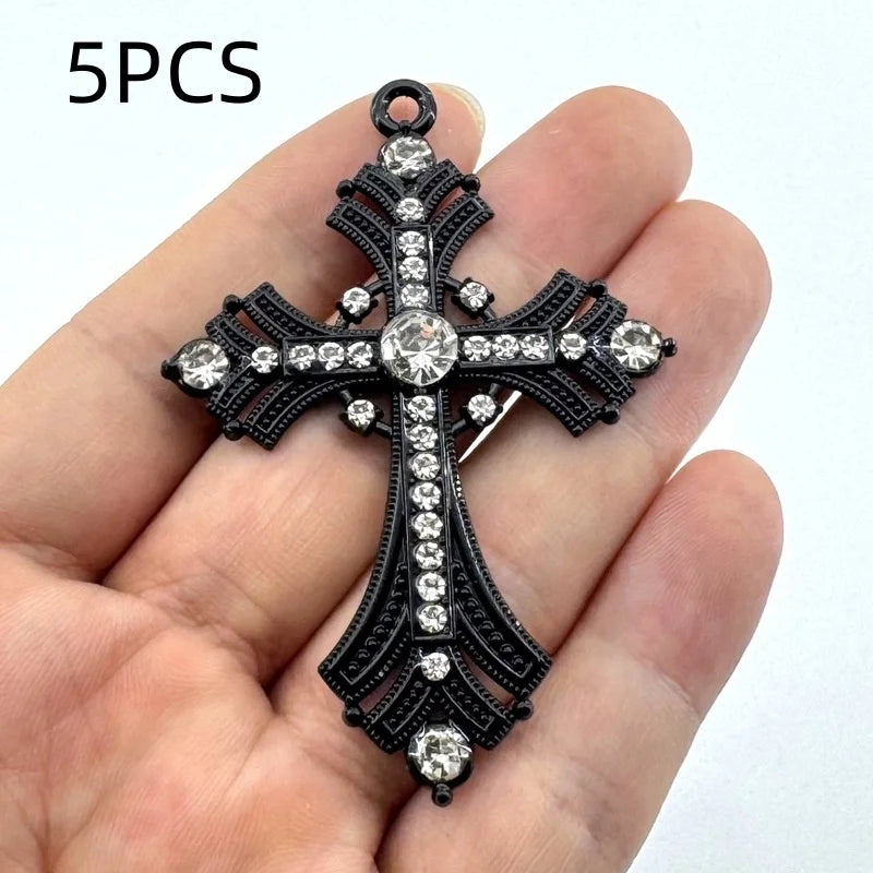 Cross Pendant Keychain Bag Charm Set - Retro Diamond Hip Hop Accessories DIY Jewelry