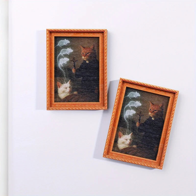 Mini Cat Photo Frame Magnet - Refrigerator Decor for Cat Lovers & Home