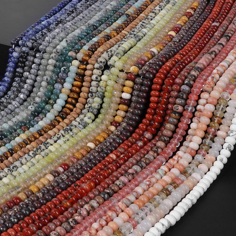 Natural Stone Rondelle Beads for Jewelry Making 5x8mm - Multiple Colors