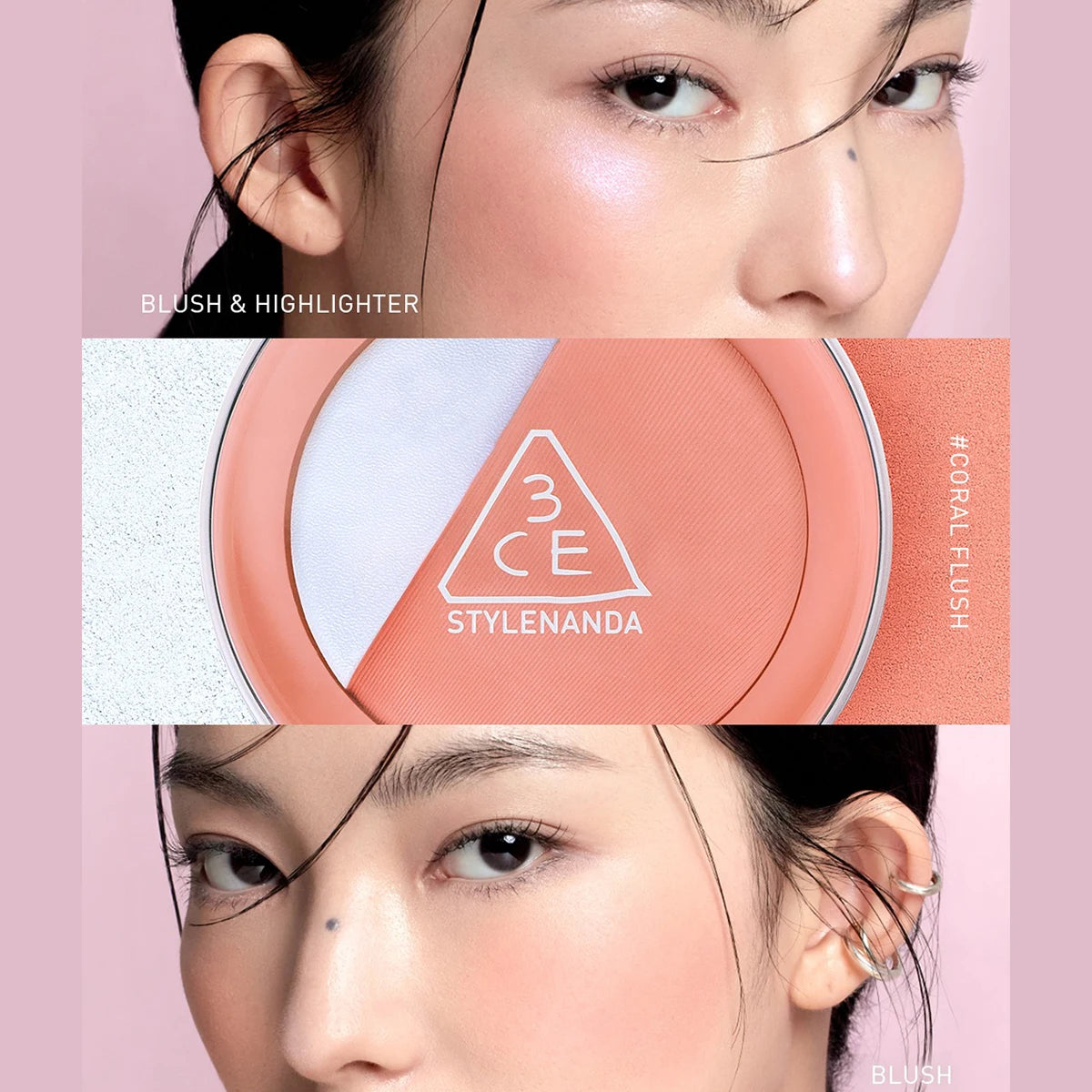 3CE Blushlighter Makeup Set - Face Sculpting & Dewy Finish, Multiple Colors