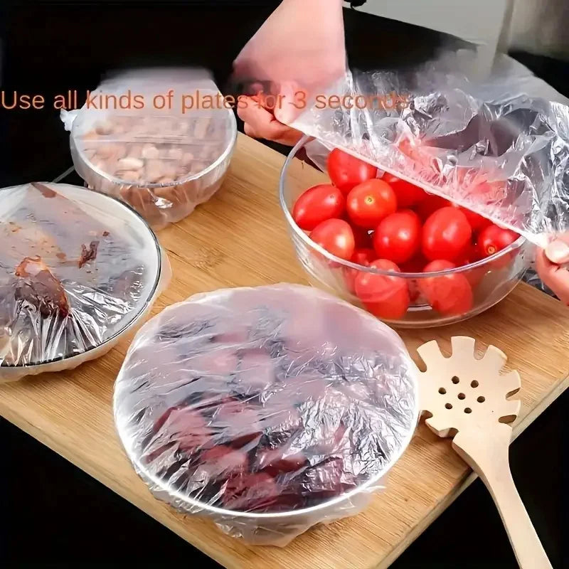 Reusable Food Storage Covers 100-Pack Stretchable Plastic Bowl & Plate Seals