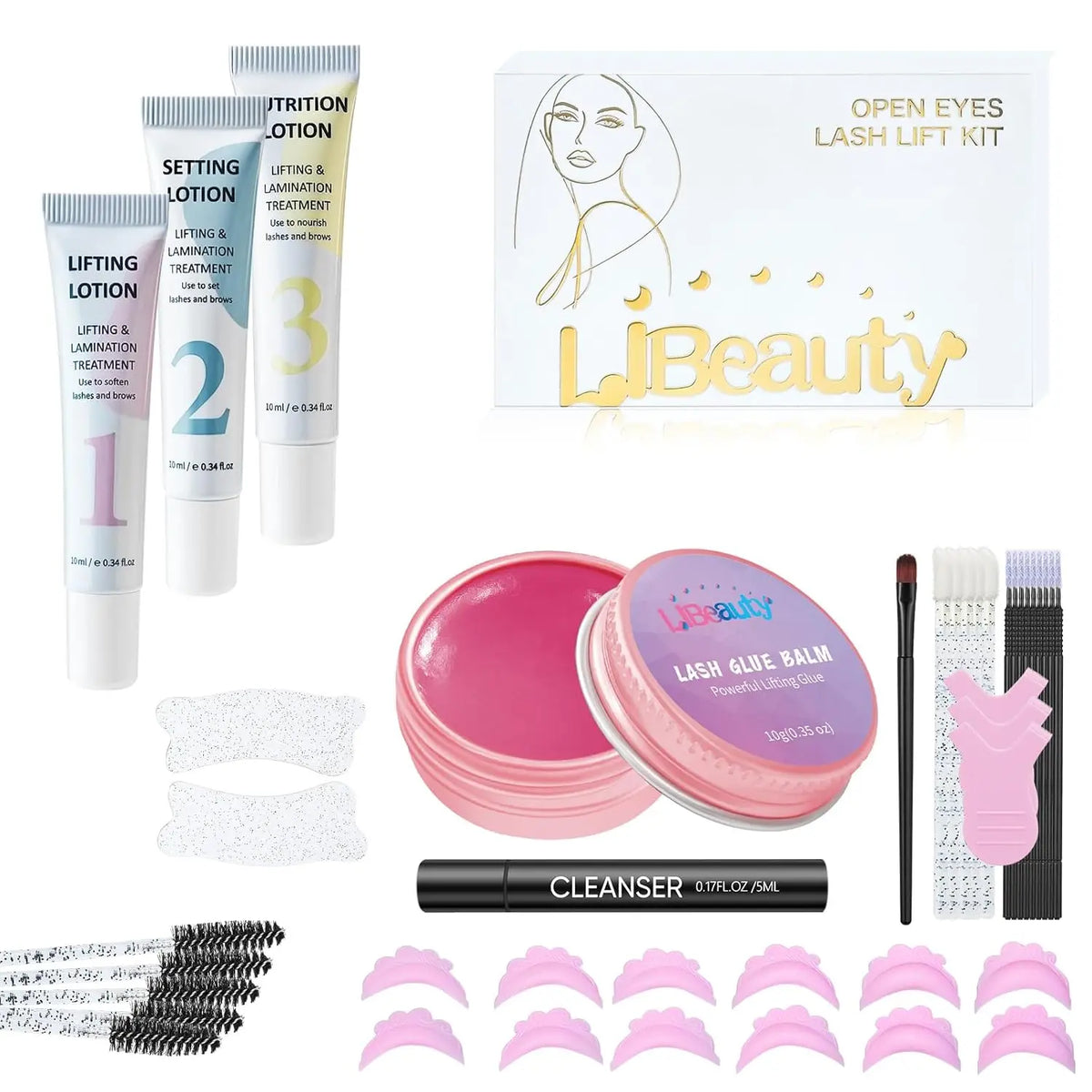 Lash Lift Kit with Lash Glue & Balm for Eyelash & Brow Lamination - Lasts 4-6 Weeks
