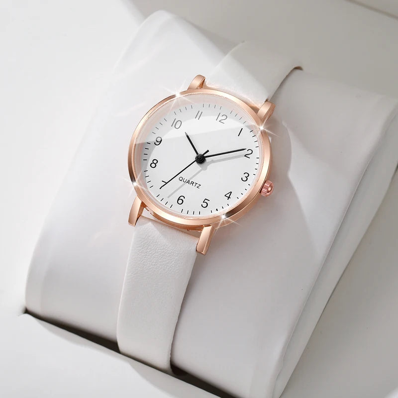 Women Quartz Watch with Leather Strap - Fashionable Small Dial Ladies Wristwatch