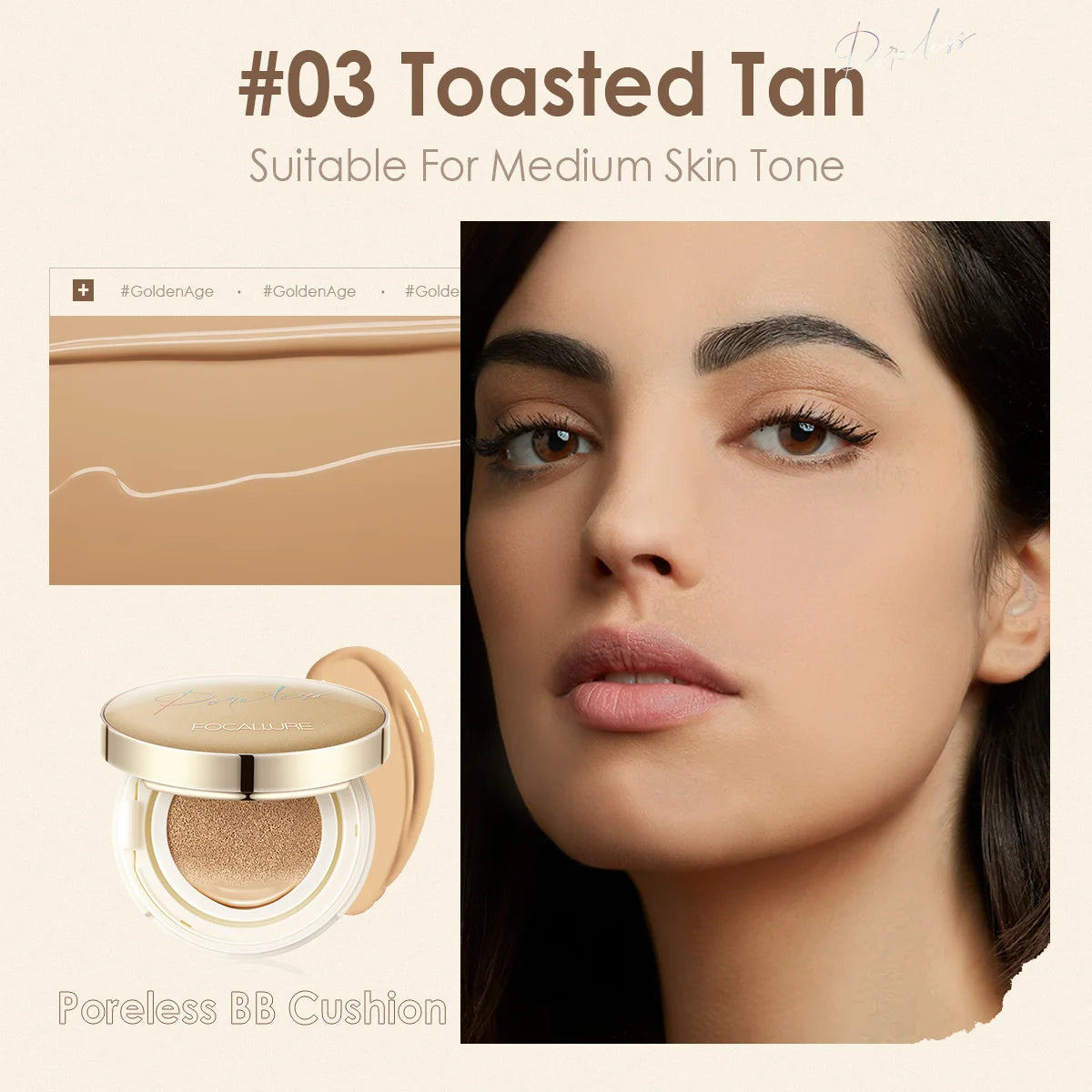 Matte Oil-Control Foundation Cushion with Pore Coverage - Waterproof, High Coverage Face Makeup