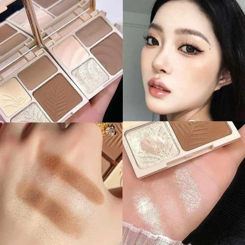 4-Color Matte Highlighter & Contouring Palette for Face & Nose Shaping