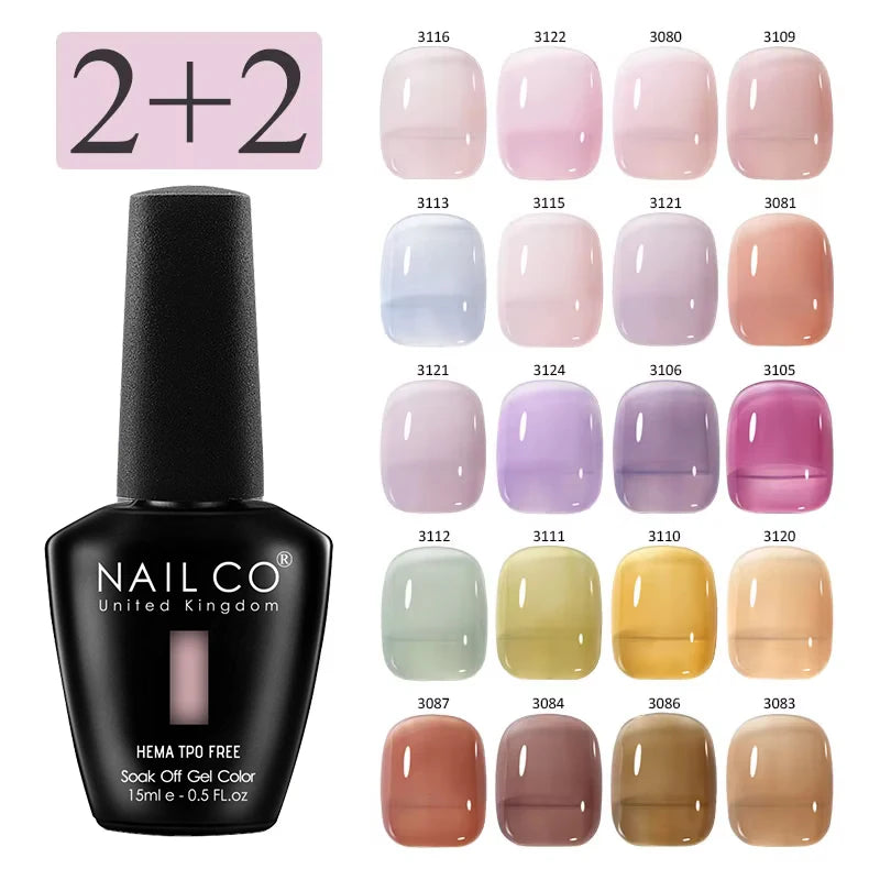 4pcs Translucent Color Gel Nail Polish Kit for Autumn Winter UV Nails