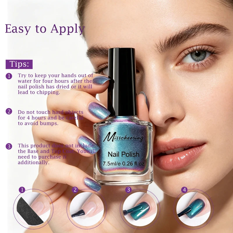 7.5ml Rainbow Magnetic Nail Polish - Quick Dry Cat Eye Varnish for DIY Nail Art