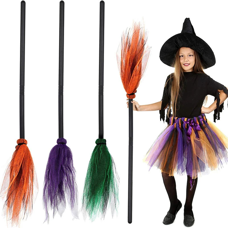 Halloween Wizard Hat and Flying Broomstick Cosplay Props Set - Party Decoration & Masquerade Accessory
