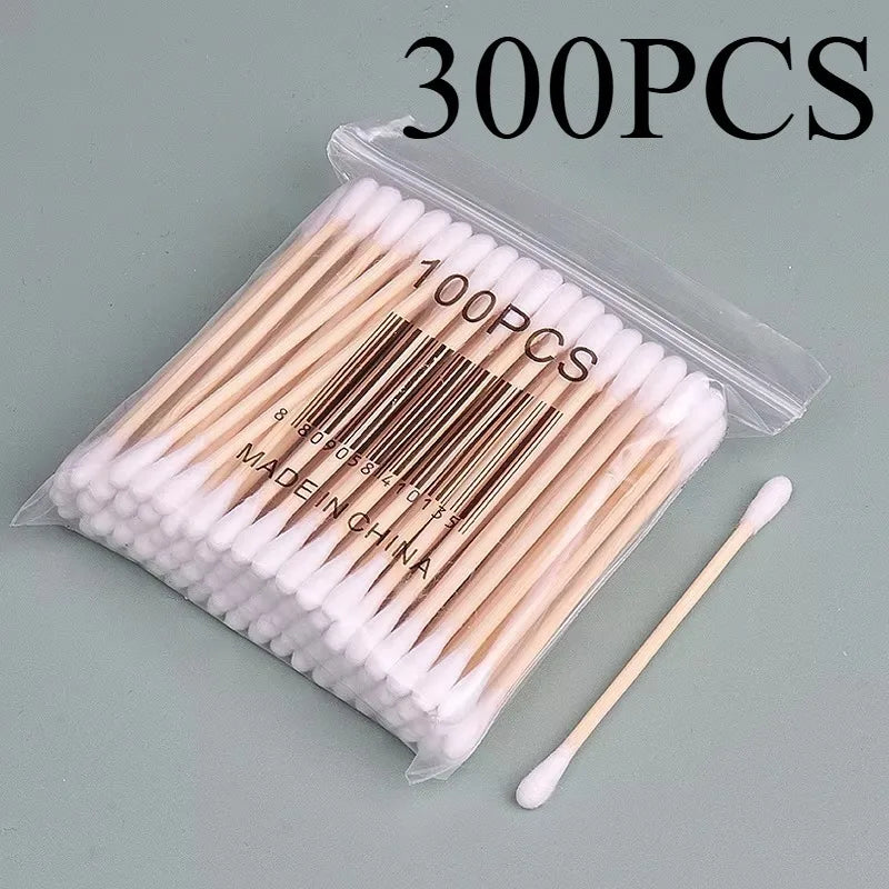 Bamboo Cotton Swabs Ear & Makeup Cleaning Tools 100/300/500PCS