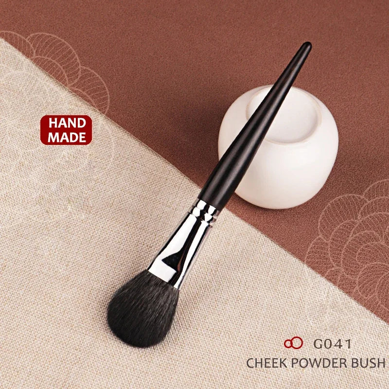 Luxury Makeup Brush for Cheeks - Natural Goat & Fox Hair, Rounded Powder Blush & Bronzer Tool