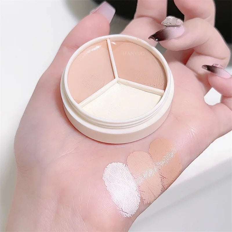 High Coverage 3-Color Concealer Palette for Face & Under Eyes – Waterproof & Long-lasting
