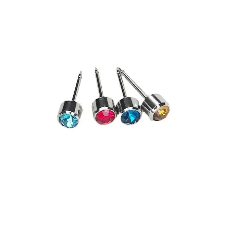 12 Pairs Multicolor Birthstone Ear Piercing Stud Earrings for Ear Piercing Guns