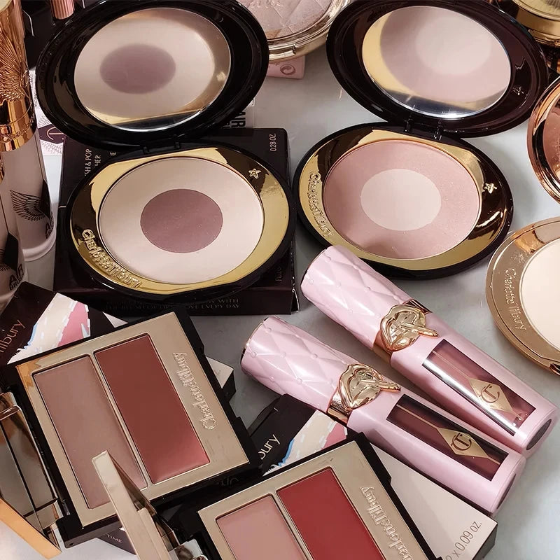 Dual-Use Heart-Shaped Powder Blusher & Eye Shadow Cream Setting Spray Set - 6 Colors