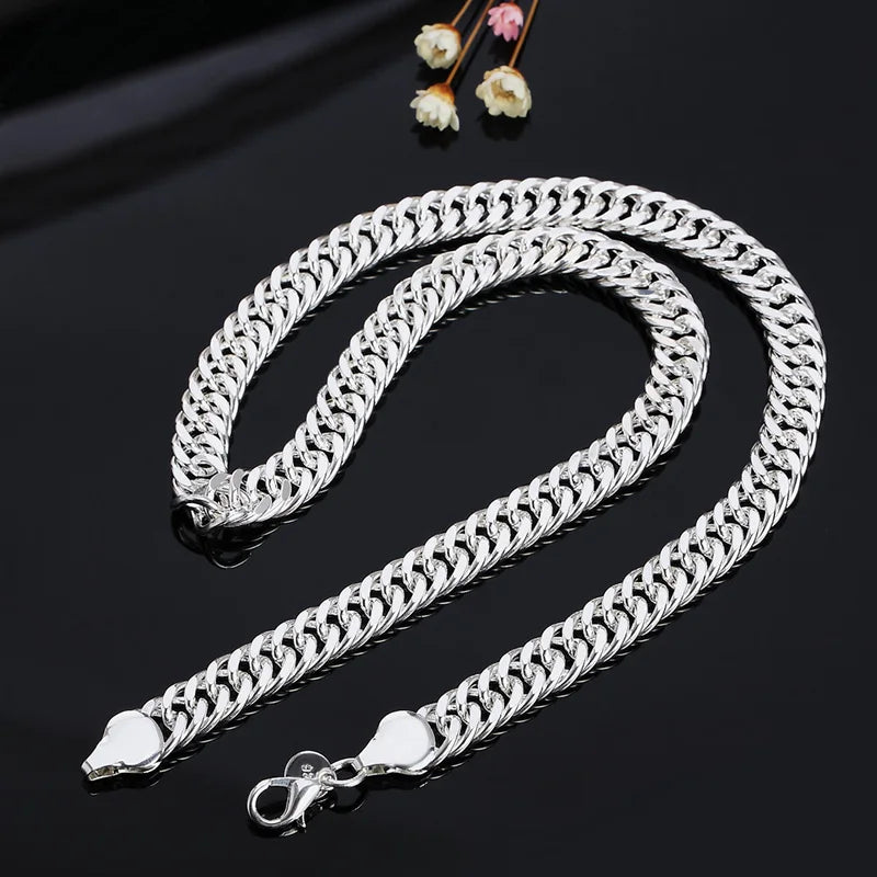 Sterling Silver Necklace for Women & Men 20/22/24 Inch 6mm/10mm Side Chain Jewelry Gift