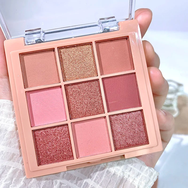 Earth Tone Eyeshadow Palette - 9 Colors Warm Brown Orange & Milk Tea Shades