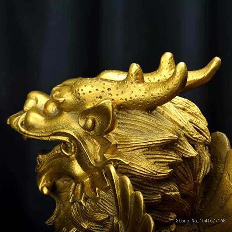 Copper Qilin Sculpture Set for Home & Office Decor - Animal Art Ornaments