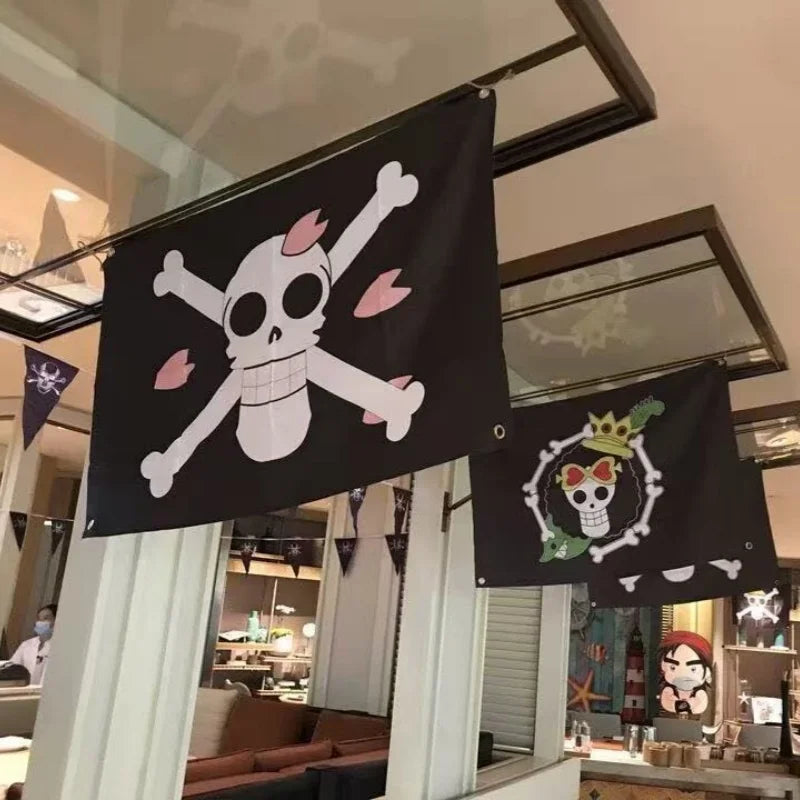 Anime One Piece Skull Flag Wall Hanging Banner Bedroom Decor Kids Party Gift