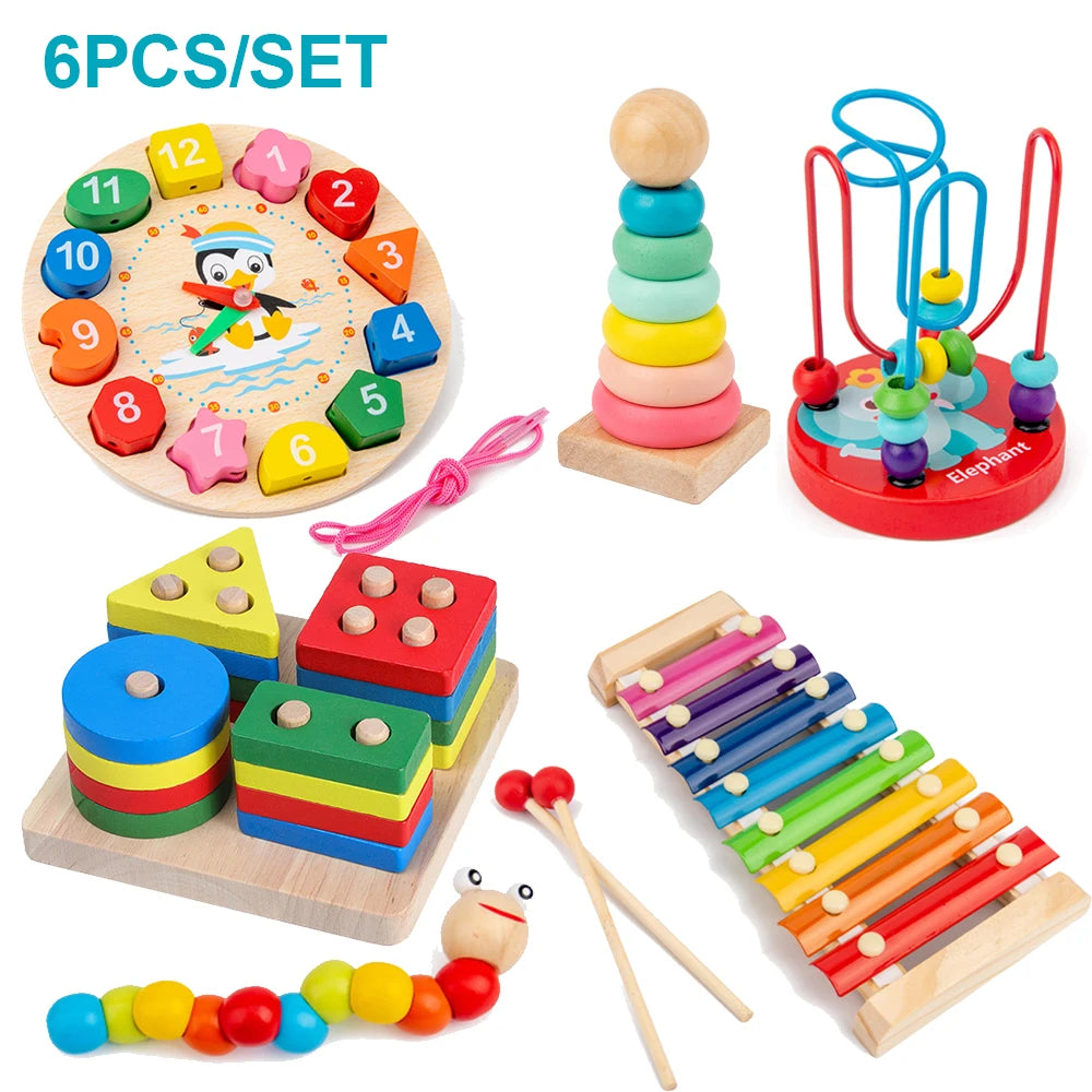 Wooden Montessori Toys Set for Kids 3-6 Years Educational Development Gift