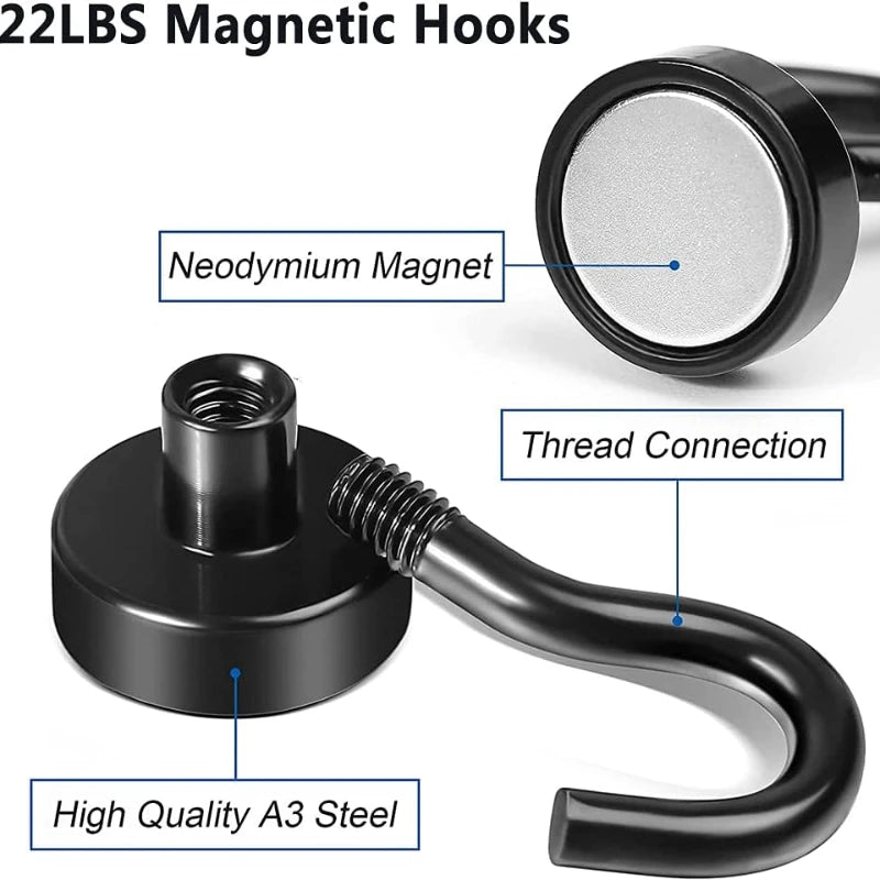 Heavy Duty Magnetic Hooks - 25Lbs Load Capacity, S-Hooks for Kitchen Garage Cabin