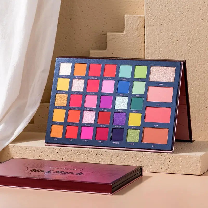 68 Color Waterproof Eyeshadow Palette with Highlighter Blush & Contour