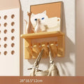 Solid Wood Wall Clothes Hanger Rack with Storage Shelf for Living Room Bedroom