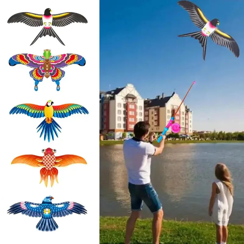 Kids Cartoon Kite with Hand Brake and Folding Design - Outdoor Flying Toy