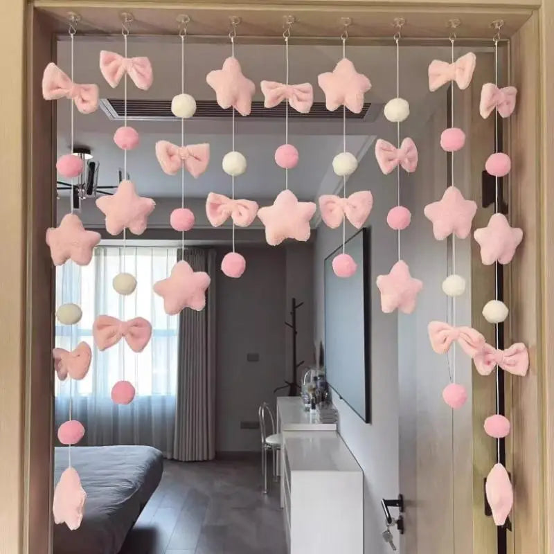 Knot Door Curtain Room Divider No Punching Heart Decor for Bedroom & Bay Window
