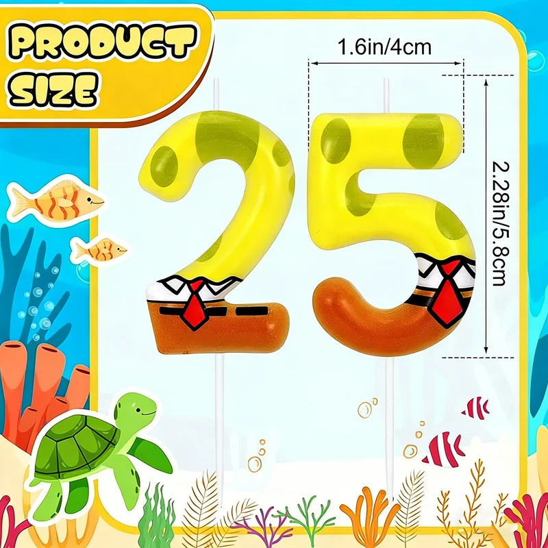 SpongeBob Birthday Candle Set for Cake Decoration - Cartoon Party Supplies