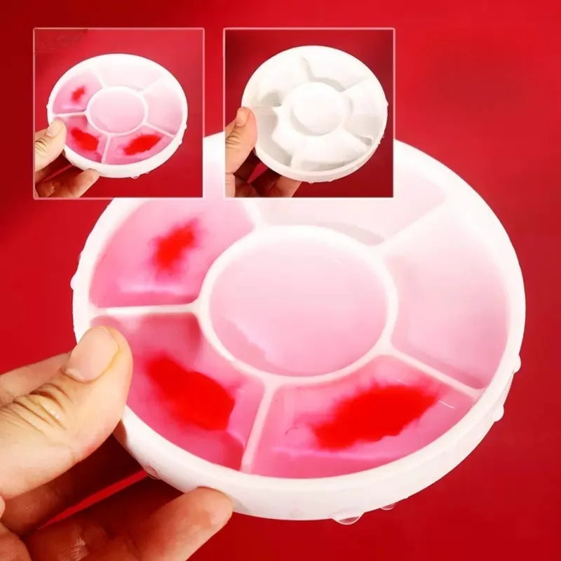 Imitation Porcelain Paint Palette with Lid - Round Watercolor Tray for Artists