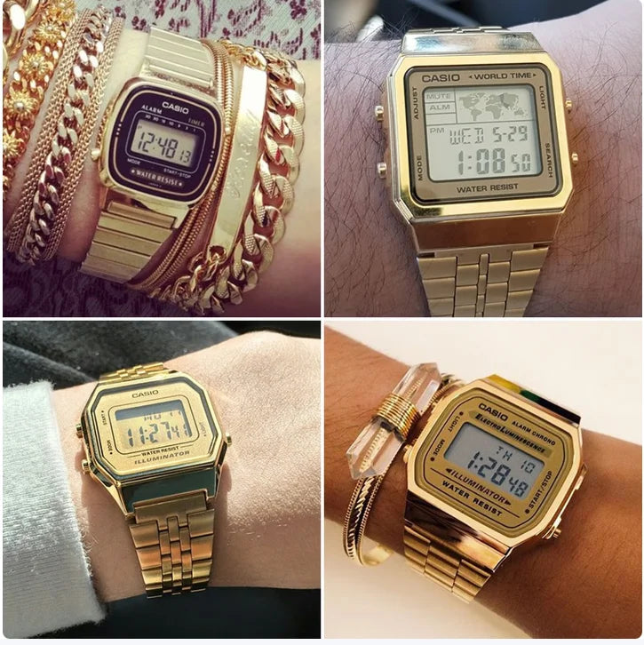 Casio Vintage Square Digital Watch Men’s Classic Metal Sports Wristwatch