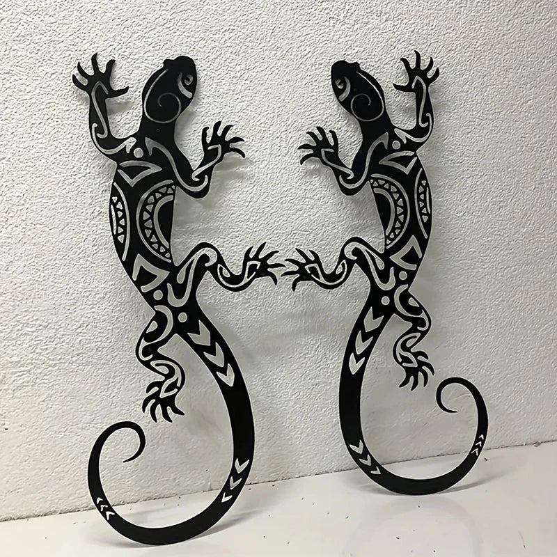 Iron Gecko Wall Decor - Garden & Home Wall Art for Indoor and Outdoor Spaces