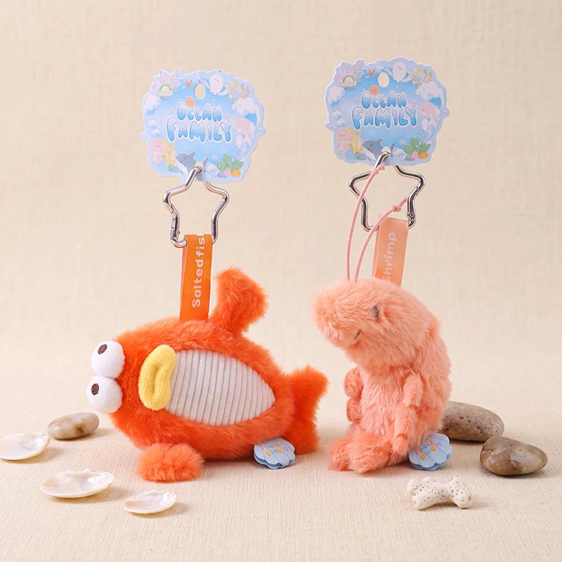 Creative Ocean Animal Plush Keychain Set - Penguin Shark Octopus Toy Gift