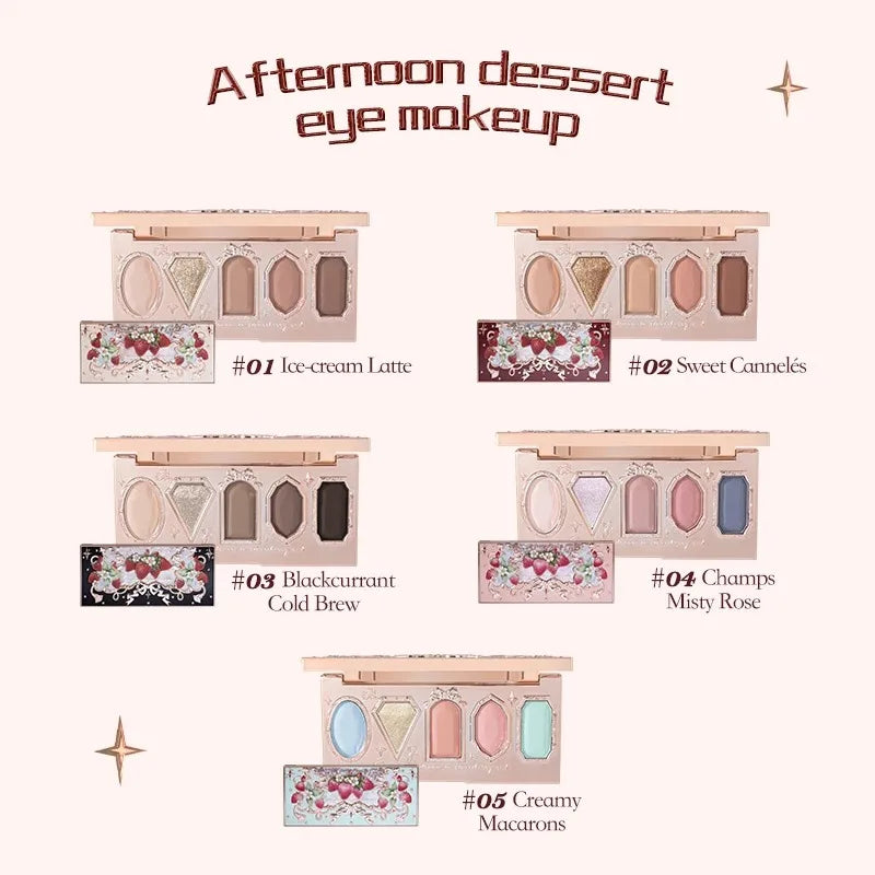 Vegan Glitter Eyeshadow Palette - 5 Color Creamy, Waterproof, Long-Lasting