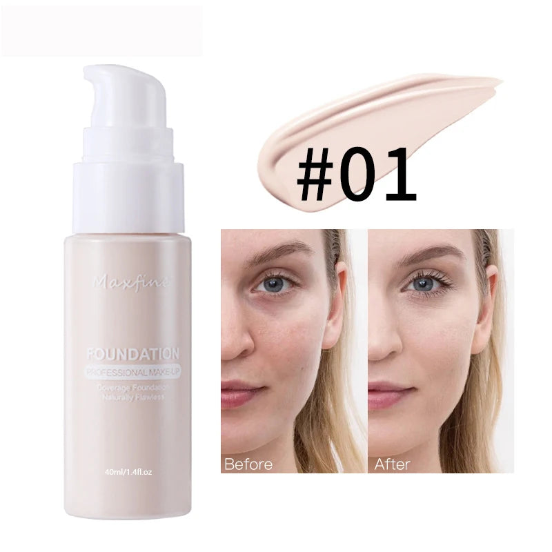 Long-lasting Waterproof Oil Control Liquid Foundation with High Coverage for Face