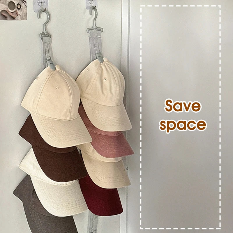 Vertical Hat Storage Clip Rack with 4 or 8 Clips - Space-Saving Wardrobe Organizer