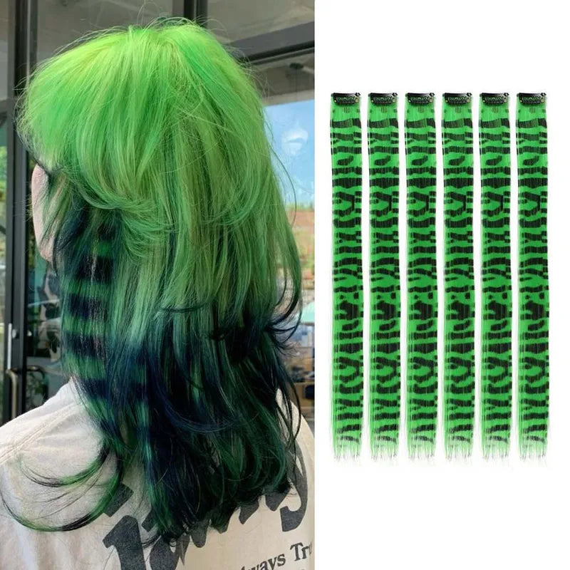 6PCS Colorful Long Straight Clip-In Hair Extensions for Daily & Party Use