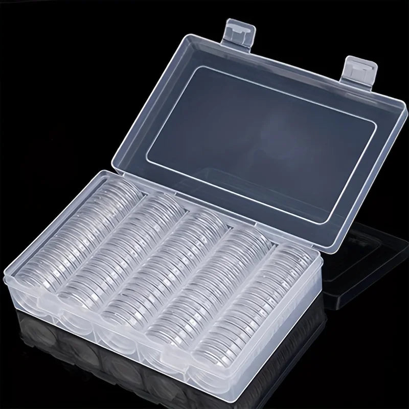 27mm Coin Capsules 100-Pack Plastic Storage Organizers for Coin Collection
