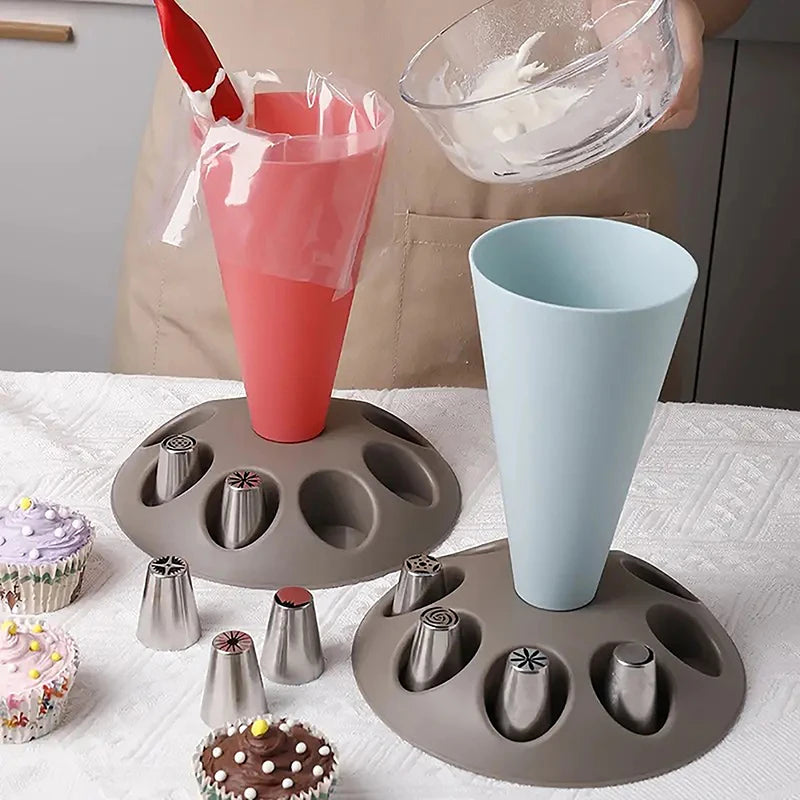 Pastry Bag Holder Stand for Cake Decorating Tips and Icing Piping Bags