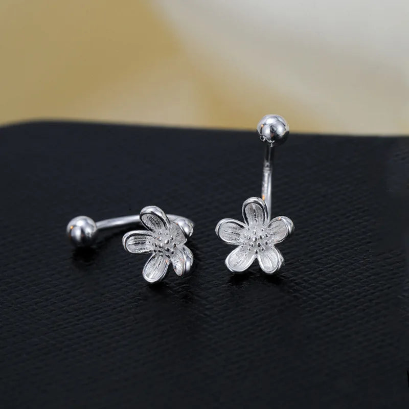 Sterling Silver Flower Stud Earrings for Women Minimalist Jewelry Light Luxury