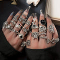 24-Piece Gothic Ring Set for Women Men Joker Devil Face Jewelry Trendy Accessories
