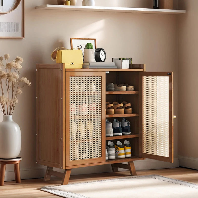 Wooden Shoe Cabinet with Doors, 5 Tiers, Entryway Storage Organizer