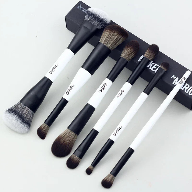 Dual Ended Makeup Brush Set with Box - Face Powder, Blush, Contour, Foundation Tools