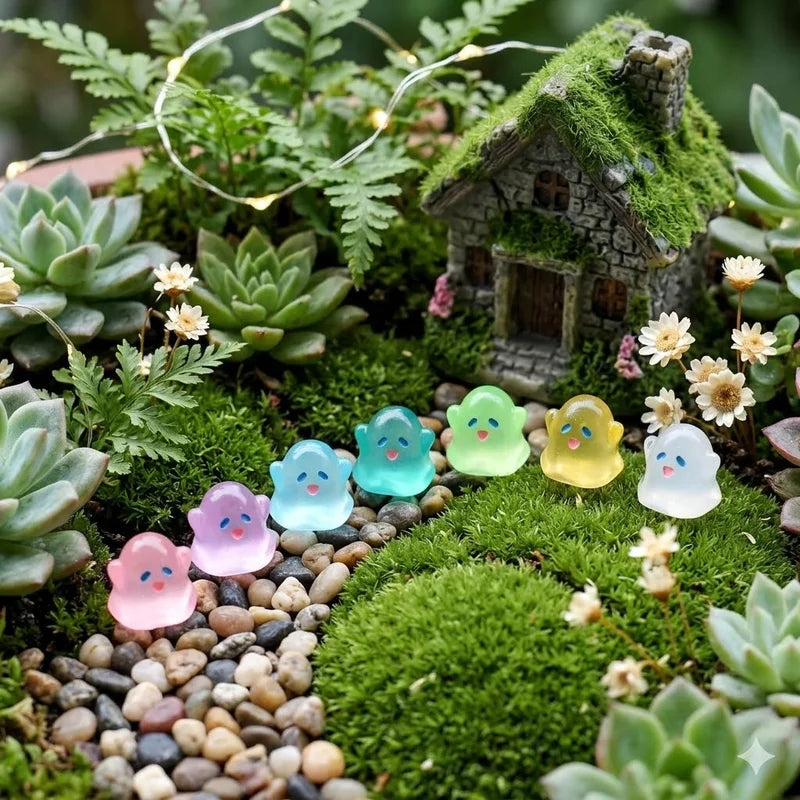 Glow in Dark Resin Ghost Figurines Set for Fairy Garden Micro Landscape Halloween Decor - 10/30/50pcs