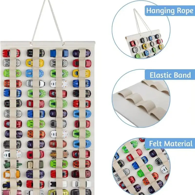Large Capacity Hanging Toy Storage Organizer Wall Mount for Hot Wheels & Matchbox Cars