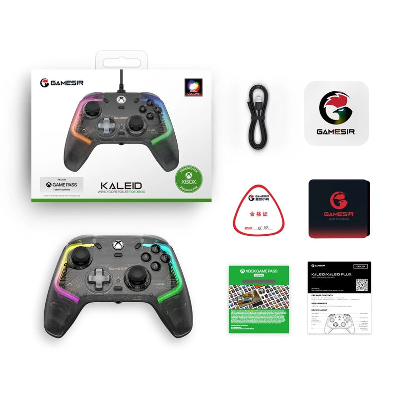 Wired Xbox Gaming Controller with Hall Effect Joystick and Customizable Light Effects