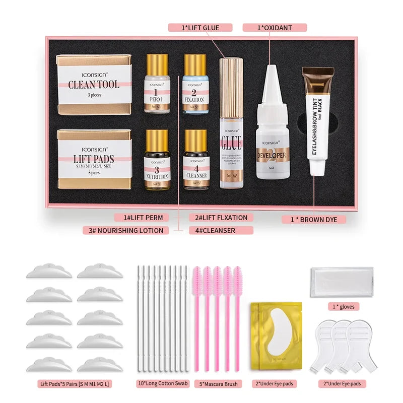 Lash Lift and Brow Tint Kit - Eyelash Curling & Eyebrow Dye Set for Salon & Home Use