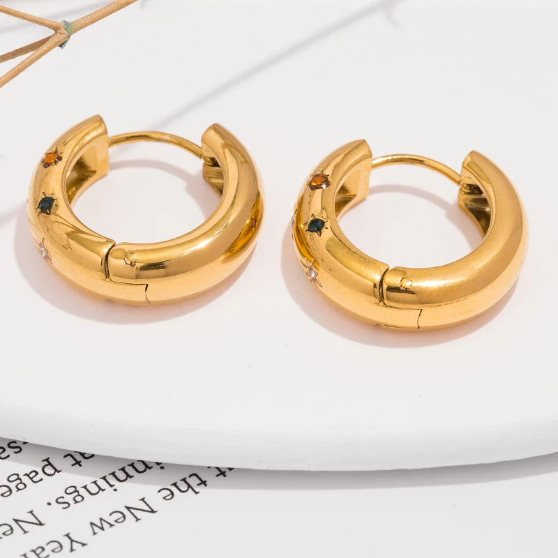 Elegant Zircon Hoop Earrings for Women in Gold, Silver & Rhodium Finishes
