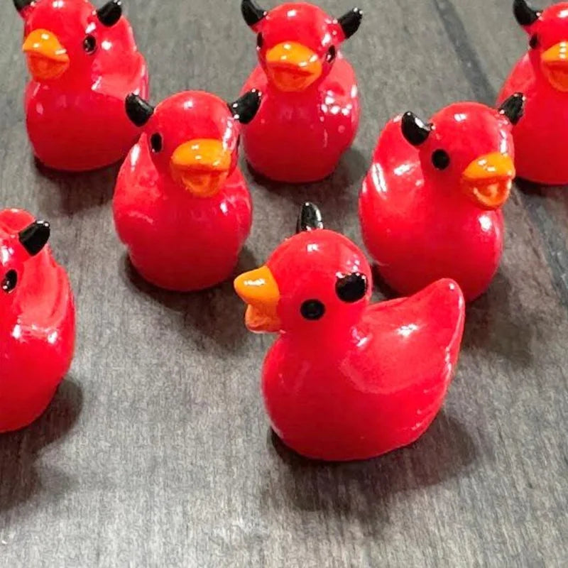 Mini Resin Devil Duck Figures for Halloween Crafts & Fairy Garden Decor - 5/10 Pcs